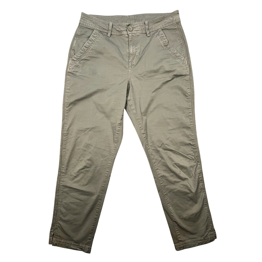 Eddie Bauer Olive Green Straight Leg Cotton Stretch Chino Pants Women Size 6